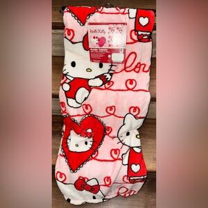 🥰 Pink Hello Kitty Valentine’s Heart Love Balloon Plush Throw Blanket 50”x70”